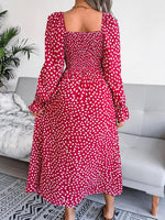 Maxi Jurk met Vierkante Hals en Polkadots - Maxi Dresses - Jurkjes.co