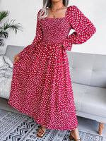 Maxi Jurk met Vierkante Hals en Polkadots - Maxi Dresses - Jurkjes.co