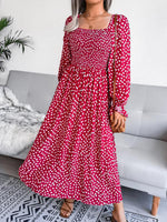 Maxi Jurk met Vierkante Hals en Polkadots - Maxi Dresses - Jurkjes.co