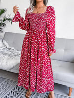 Maxi Jurk met Vierkante Hals en Polkadots - Maxi Dresses - Jurkjes.co