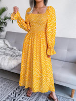 Maxi Jurk met Vierkante Hals en Polkadots - Maxi Dresses - Jurkjes.co
