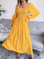 Maxi Jurk met Vierkante Hals en Polkadots - Maxi Dresses - Jurkjes.co