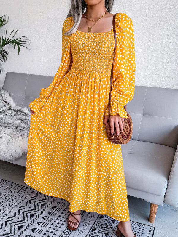 Maxi Jurk met Vierkante Hals en Polkadots - Maxi Dresses - Jurkjes.co