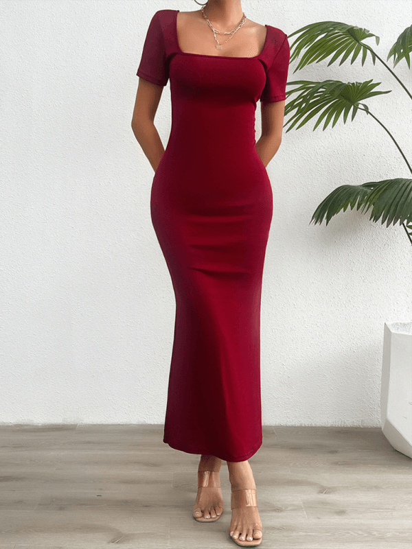 Maxi Jurk met Vierkante Halslijn - Maxi Dresses - Jurkjes.co
