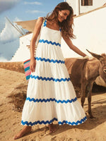 Maxi Jurk met Vloeiende Pasvorm en Golfpatroon - Group3 - Jurkjes.co