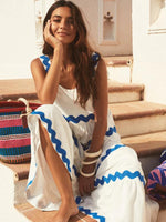 Maxi Jurk met Vloeiende Pasvorm en Golfpatroon - Group3 - Jurkjes.co