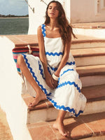 Maxi Jurk met Vloeiende Pasvorm en Golfpatroon - Group3 - Jurkjes.co