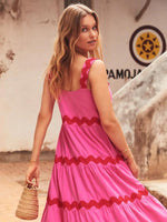 Maxi Jurk met Vloeiende Pasvorm en Golfpatroon - Group3 - Jurkjes.co