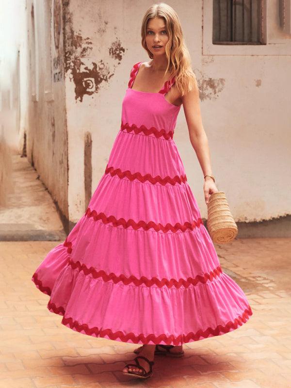 Maxi Jurk met Vloeiende Pasvorm en Golfpatroon - Group3 - Jurkjes.co