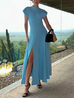 Maxi Jurk met Zijsplit en Kapmouwtjes - Maxi Dresses - Jurkjes.co