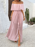 Maxi Jurk Off-Shoulder met Hoge Split - Maxi Dresses - Jurkjes.co