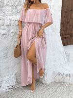 Maxi Jurk Off-Shoulder met Hoge Split - Maxi Dresses - Jurkjes.co