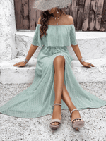 Maxi Jurk Off-Shoulder met Hoge Split - Maxi Dresses - Jurkjes.co