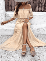 Maxi Jurk Off-Shoulder met Hoge Split - Maxi Dresses - Jurkjes.co