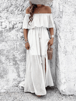 Maxi Jurk Off-Shoulder met Hoge Split - Maxi Dresses - Jurkjes.co