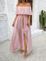 Maxi Jurk Off-Shoulder met Hoge Split - Maxi Dresses - Jurkjes.co