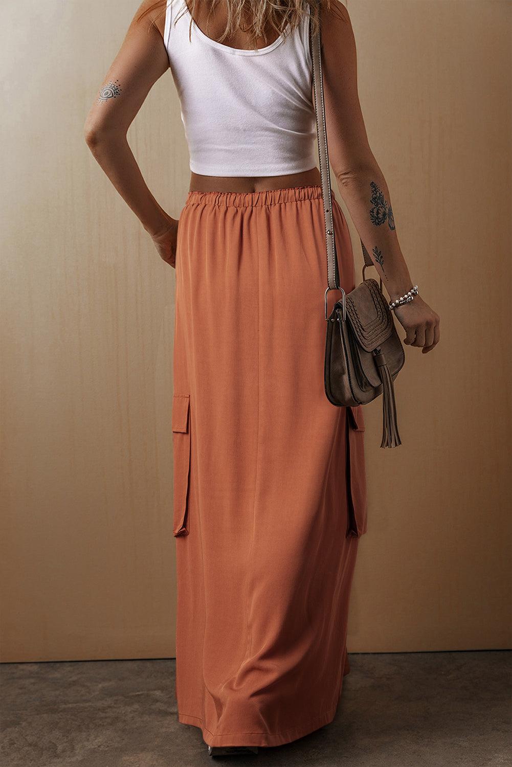 Maxi Rok met Cargo Zakken en Koord - Skirts & Petticoat - Jurkjes.co