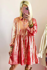 Metallic Mini Overhemdjurk met Puff Mouw - Mini Dresses - Jurkjes.co