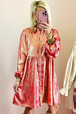 Metallic Mini Overhemdjurk met Puff Mouw - Mini Dresses - Jurkjes.co