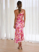 Midi Jurk met Asymmetrische Hals en Bloemenprint - Midi Dresses - Jurkjes.co