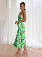 Midi Jurk met Asymmetrische Hals en Bloemenprint - Midi Dresses - Jurkjes.co