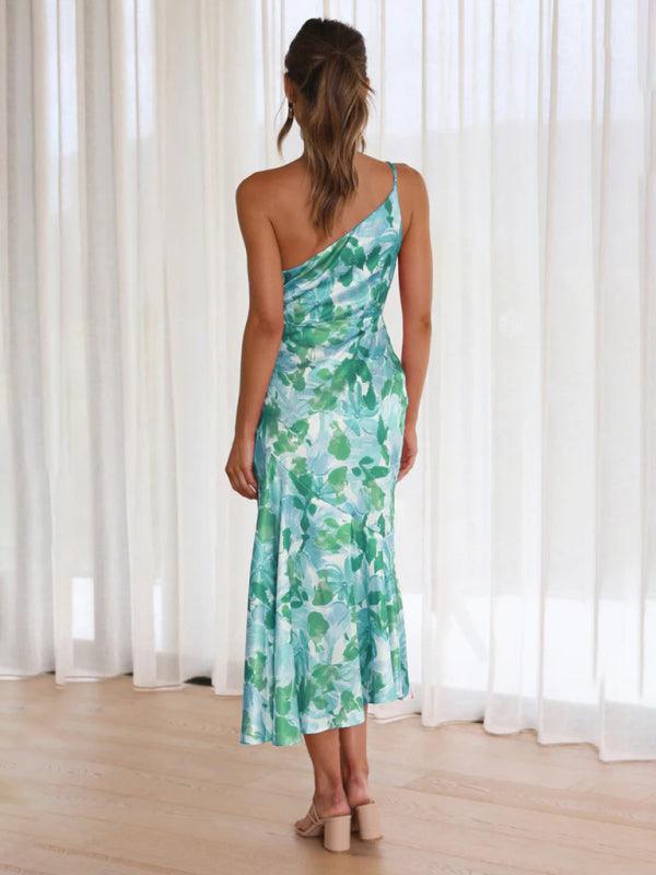 Midi Jurk met Asymmetrische Hals en Bloemenprint - Midi Dresses - Jurkjes.co
