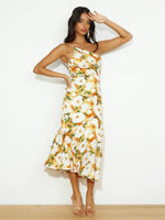 Midi Jurk met Asymmetrische Hals en Bloemenprint - Midi Dresses - Jurkjes.co