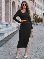 Midi Jurk met Asymmetrische Halslijn - Midi Dresses - Jurkjes.co