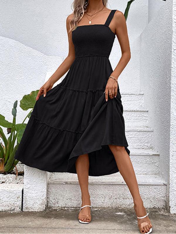 Midi Jurk met Asymmetrische Schouderband - Midi Dresses - Jurkjes.co