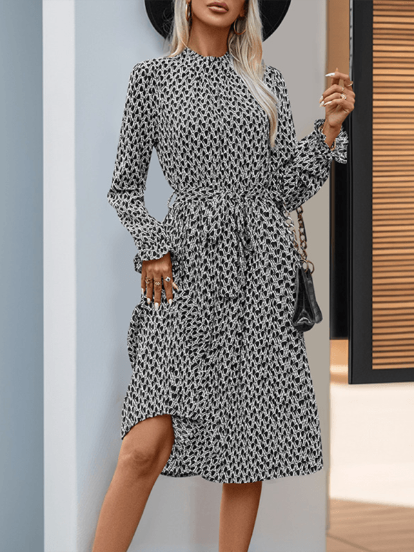 Midi Jurk met Asymmetrische Zoom en Geometrisch Design - Group4 - Jurkjes.co