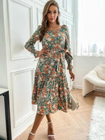 Midi Jurk met Bloemenprint en Ceintuur - Group11 - Jurkjes.co