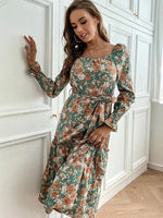 Midi Jurk met Bloemenprint en Ceintuur - Group11 - Jurkjes.co