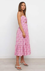 Midi Jurk met Bloemenprint en Gelaagde Rok - Midi Dresses - Jurkjes.co