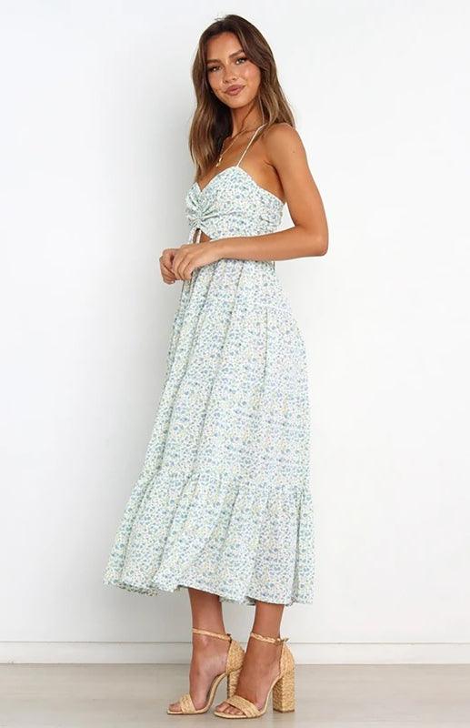 Midi Jurk met Bloemenprint en Gelaagde Rok - Midi Dresses - Jurkjes.co