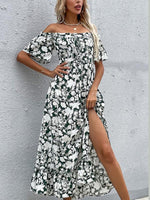 Midi Jurk met Bloemenprint en Hoge Split - Group6 - Jurkjes.co