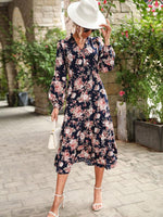 Midi Jurk met Bloemenprint en Hoge Split - Midi Dresses - Jurkjes.co