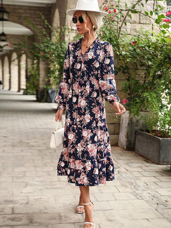 Midi Jurk met Bloemenprint en Hoge Split - Midi Dresses - Jurkjes.co