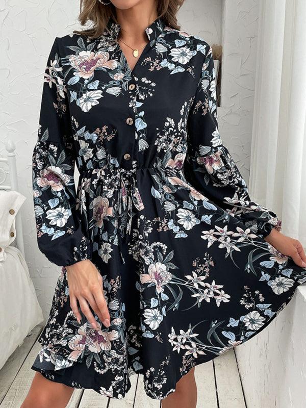 Midi Jurk met Bloemenprint en Knoopsluiting - Mini Dresses - Jurkjes.co