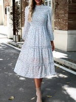 Midi Jurk met Bloemenprint en Lange Mouwen - Group6 - Jurkjes.co