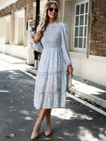 Midi Jurk met Bloemenprint en Lange Mouwen - Group6 - Jurkjes.co