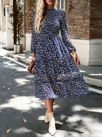 Midi Jurk met Bloemenprint en Lange Mouwen - Group6 - Jurkjes.co