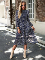 Midi Jurk met Bloemenprint en Lange Mouwen - Group6 - Jurkjes.co