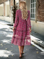 Midi Jurk met Bloemenprint en Lange Mouwen - Group6 - Jurkjes.co