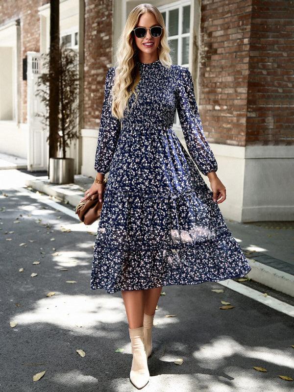 Midi Jurk met Bloemenprint en Lange Mouwen - Group6 - Jurkjes.co