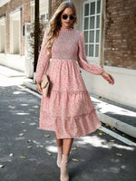 Midi Jurk met Bloemenprint en Lange Mouwen - Group6 - Jurkjes.co