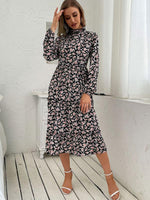 Midi Jurk met Bloemenprint en Lange Mouwen - Midi Dresses - Jurkjes.co