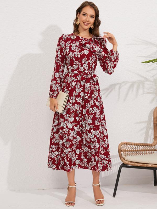 Midi Jurk met Bloemenprint en Lange Mouwen - Midi Dresses - Jurkjes.co