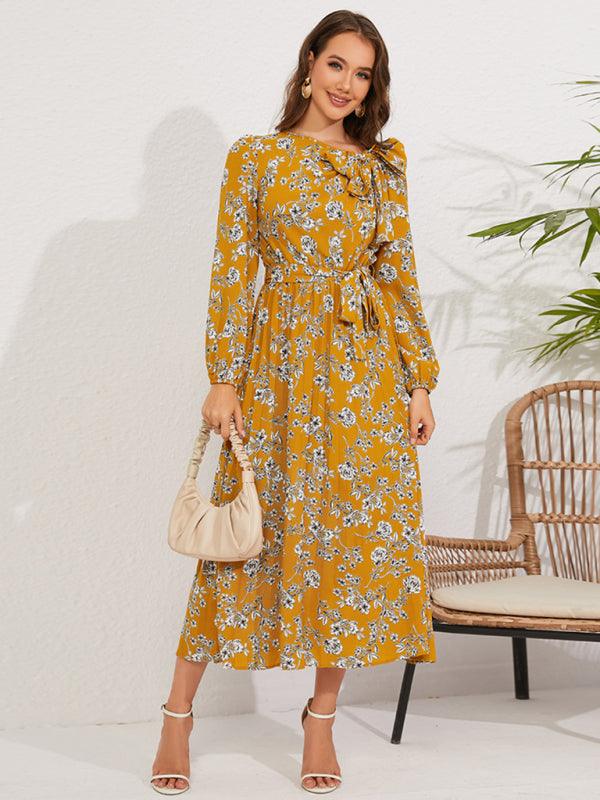 Midi Jurk met Bloemenprint en Lange Mouwen - Midi Dresses - Jurkjes.co