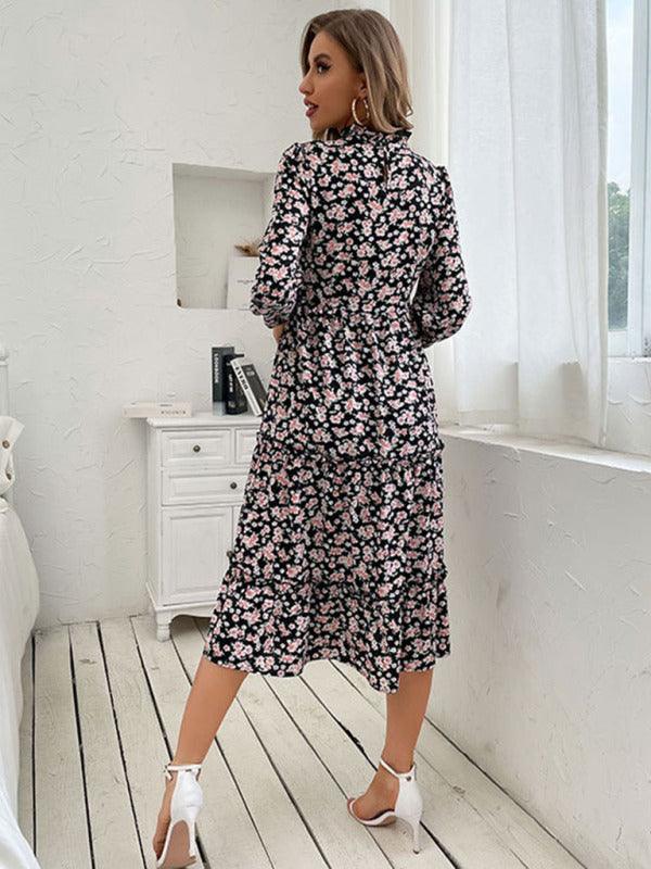 Midi Jurk met Bloemenprint en Lange Mouwen - Midi Dresses - Jurkjes.co