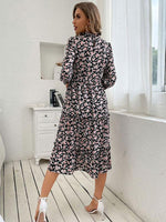 Midi Jurk met Bloemenprint en Lange Mouwen - Midi Dresses - Jurkjes.co